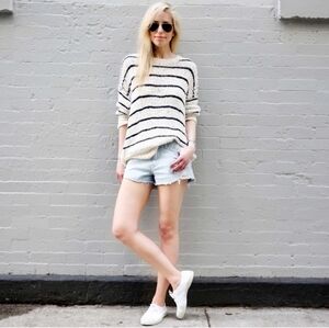 IRO Odessa Striped Black Loose White Sweater size medium